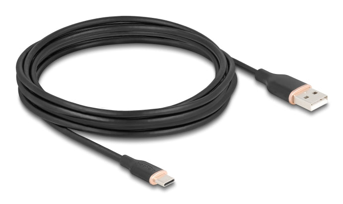 DeLOCK USB-A auf USB-C Kabel – USB 2.0 (480 Mbit/s) – 4 m – Silikon, Goldkontakte – Schwarz