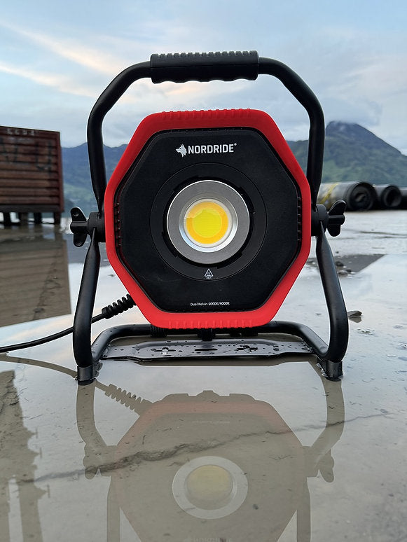 NORDRIDE Arbeitsstrahler – 10'000 lm, 100 W – Kaltweiss, 6000 K – IP65 – Netzbetrieb – IK08, Steckdose – Schwa