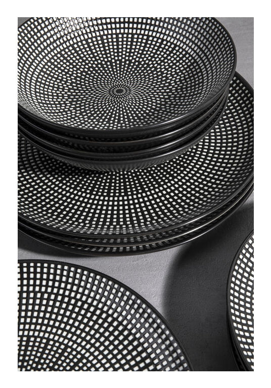 KARE Servierschale – 12-teiliges Set, 700 ml, Porzellan, Schwarz/Weiss, spülmaschinenfest, mikrowellengeeignet