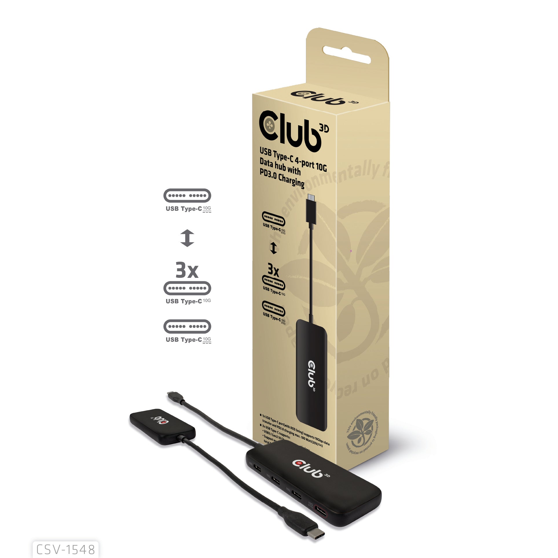 CLUB3D Club 3D CSV-1548 USB-Hub – 4× USB-C