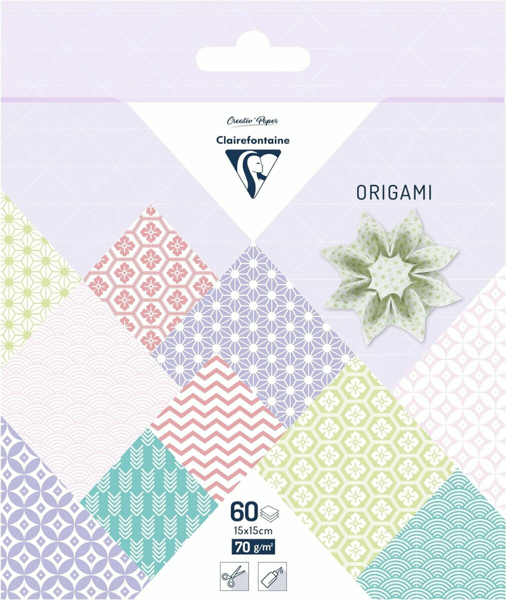 Clairefontaine Origamipapier Frühling – 15 × 15 cm, mehrfarbig, 70 g/m² – 60 Blatt