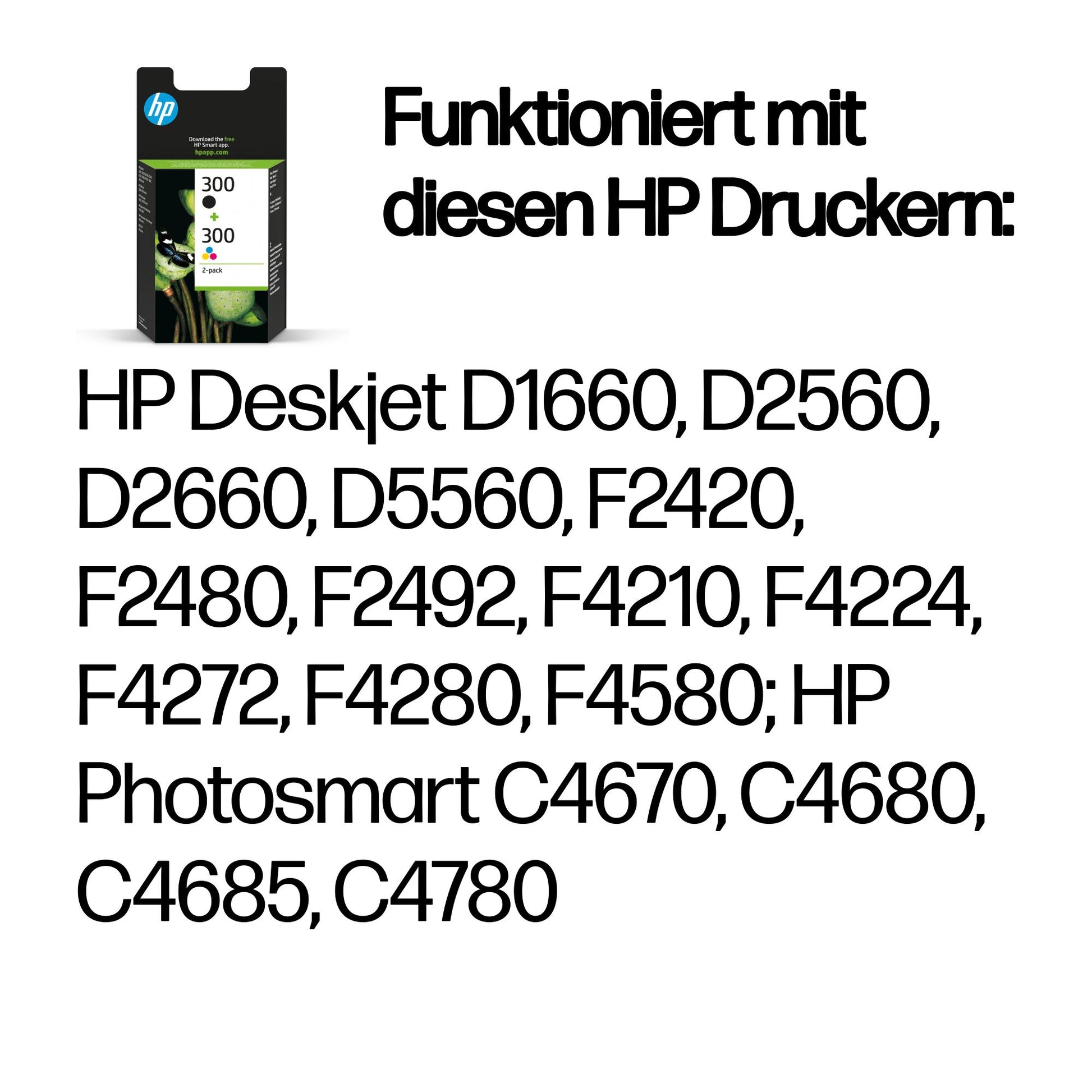 HP 300 Tintenpatronen-Multipack, Schwarz/Dreifarbig (Original) – für HP 300 – CN637EE