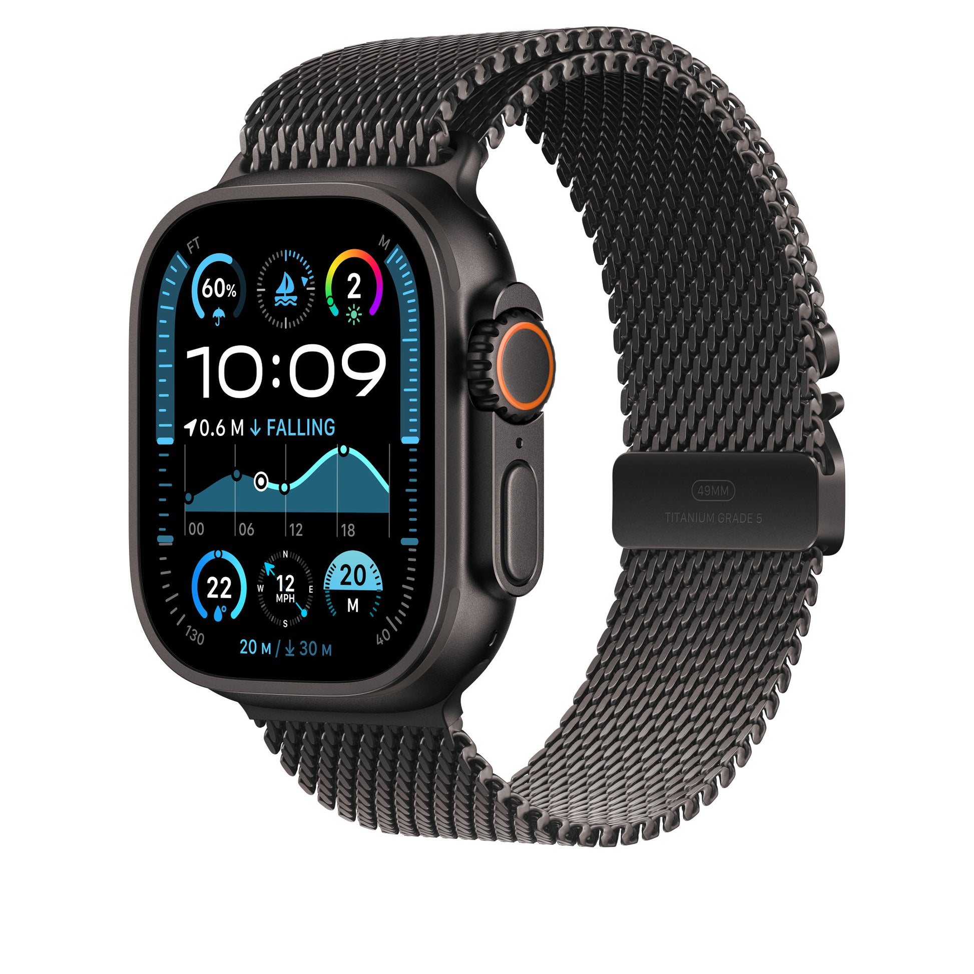 Apple Milanese Loop – Titan Schwarz, S, für Apple Watch
