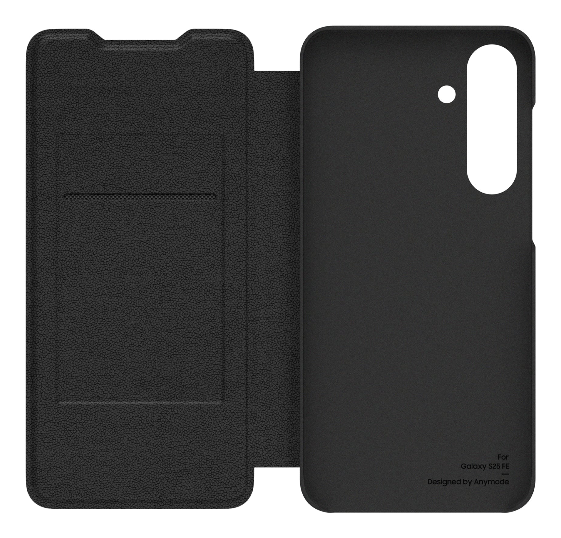 Samsung Anymode Wallethülle – für Samsung Galaxy S25 FE, mit Kartenfach, PC+PU, Schwarz