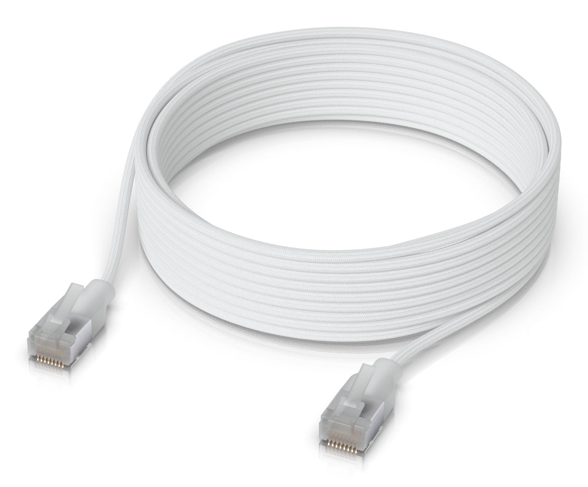 Ubiquiti Ultradünnes geflochtenes geschirmtes Patchkabel – Cat6a, geschirmt, 8 m, durchscheinend/weiss, RJ-45
