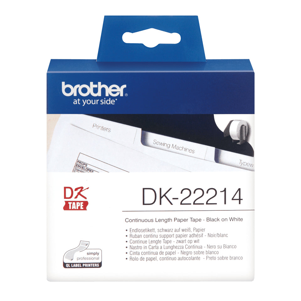 Brother Endlos-Etiketten DK, 12 mm × 30,5 m, weiss, Papier, selbstklebend, für Thermo-Etikettendrucker