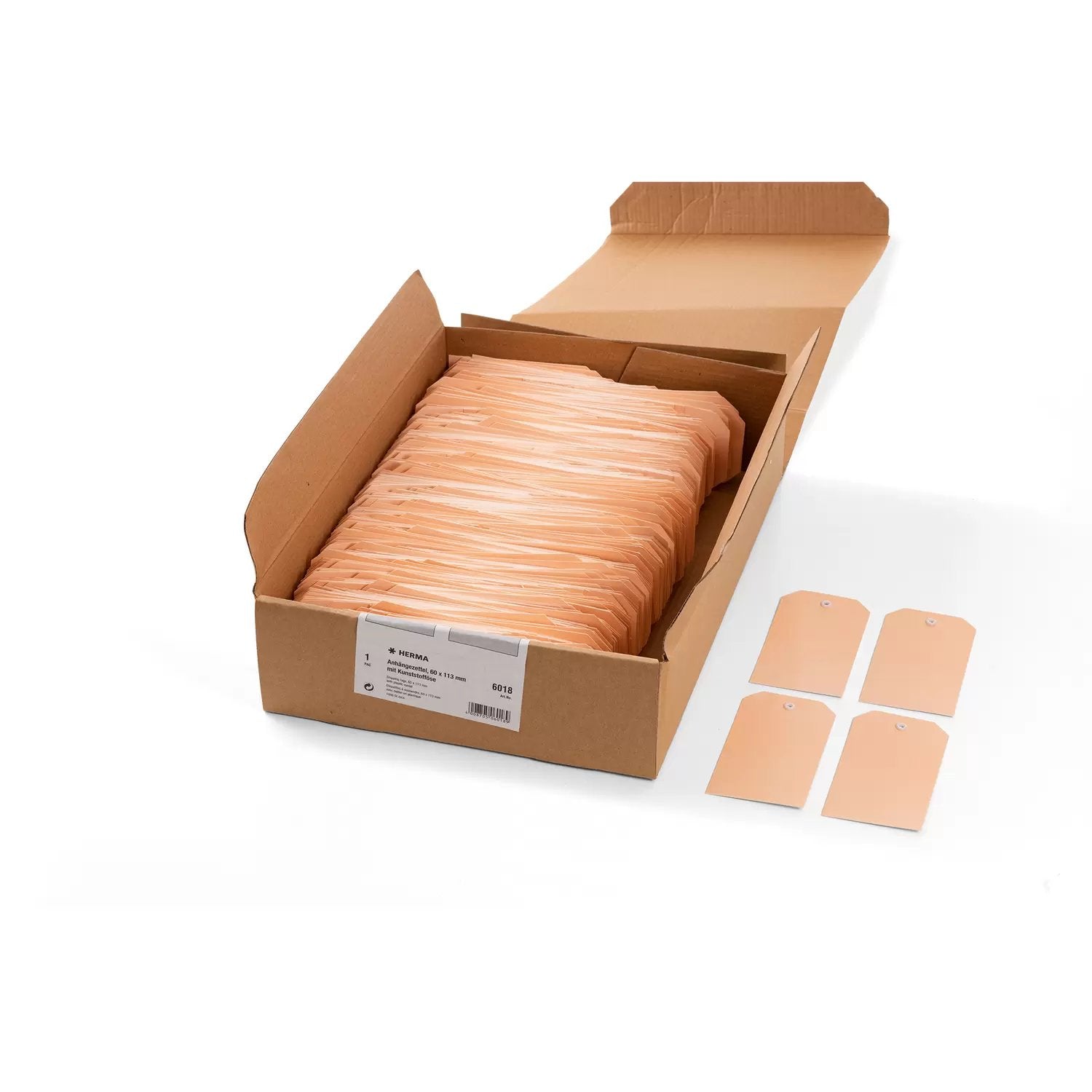 HERMA Anhängeetiketten – rechteckig 60 × 113 mm, Karton, beige, mit Kunststofföse, 100 Stk.