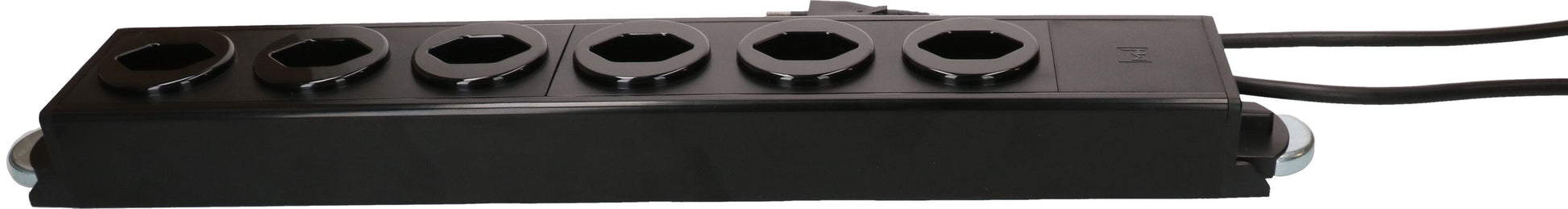 Max Hauri AG Max Hauri POWER-LINE Steckdosenleiste, 6×T13, ohne Schalter, 1,5 m, Überstromschutz, Eingang T12 – schwarz