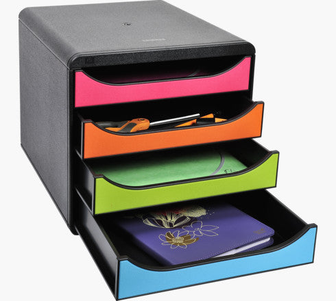 Exacompta BIG-Box Harlekin – 4 Schubladen, 26,7 cm, Schwarz