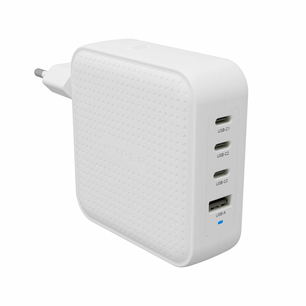 HYPER HJ1002WHWWGL USB-Ladegerät 100 W – USB-C×4, USB-A×1 – PD 3.0, PPS, GaN – für Laptop, Smartphone, Tablet