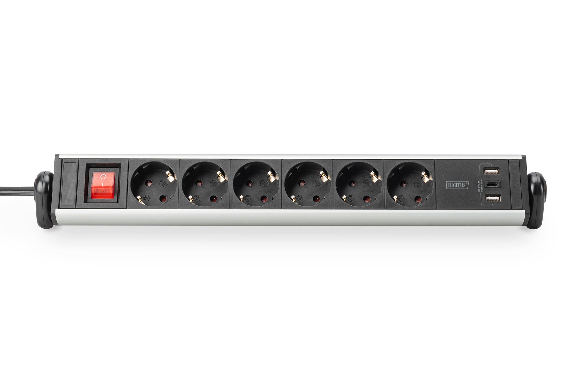 Digitus Steckdosenleiste, 6× Schuko (Typ F), 2× USB-A + 1× USB-C, mit Schalter, 1,5 m