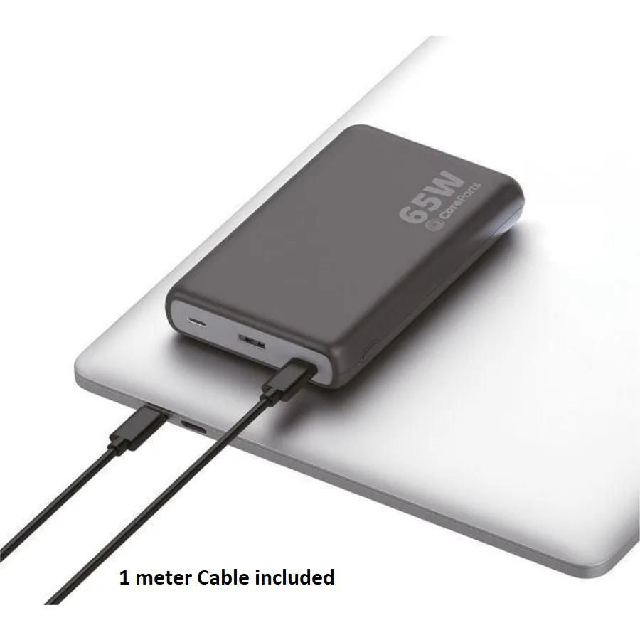 CoreParts Powerbank 20000 mAh, PD 65 W, für Smartphones, Schwarz