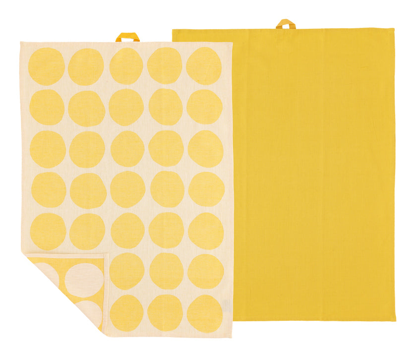 Södahl Geschirrtuch Bubbles – 50 × 70 cm, Gelb, Baumwolle, 2er-Set