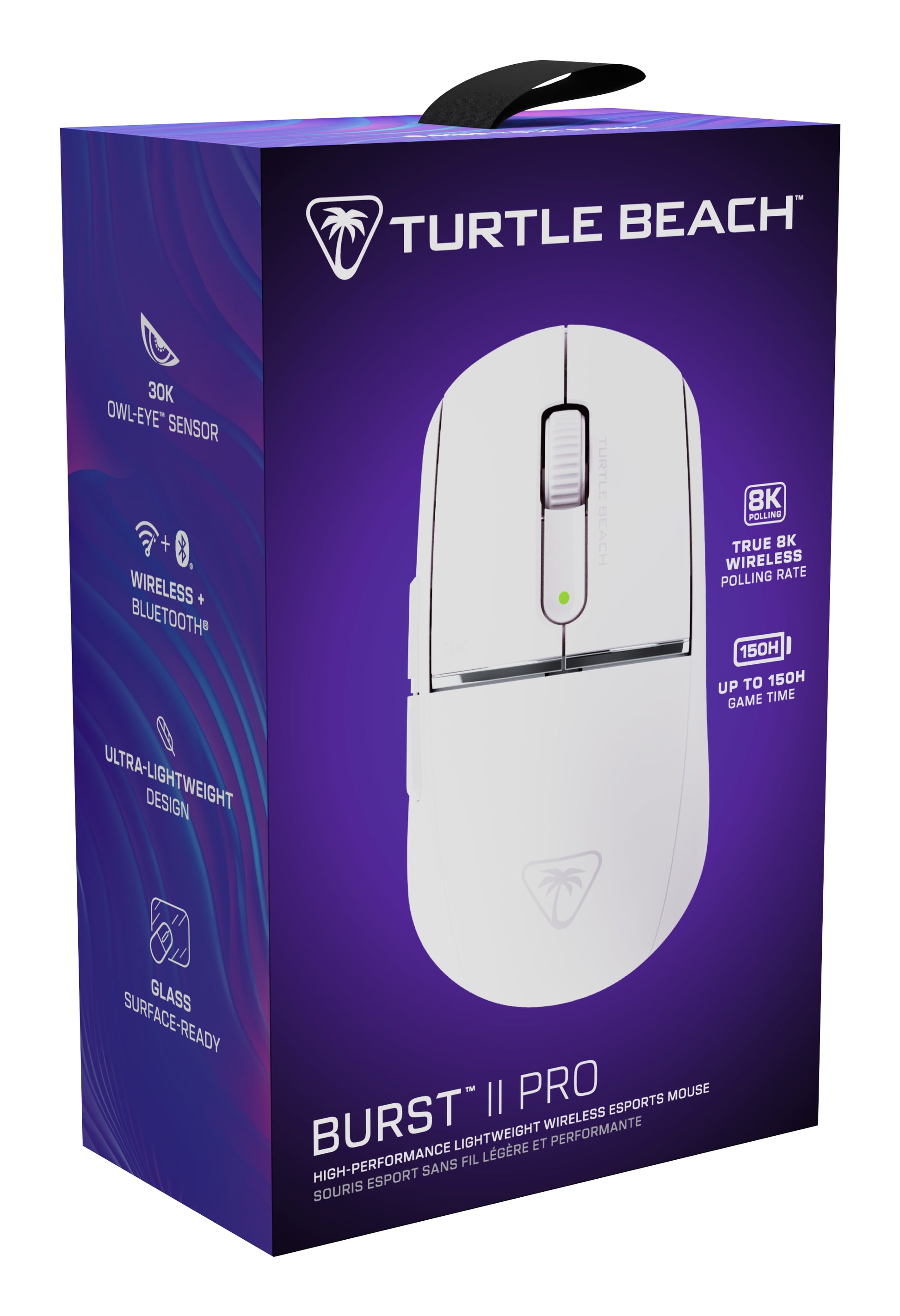 Turtle Beach Burst II Pro Gaming-Maus – kabellos, 30'000 dpi, 8'000 Hz, 8 Tasten, beidhändig, schwarz