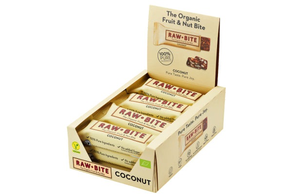 Rawbite Rohkostriegel – Kokosnuss, bio, glutenfrei – 12 × 50 g