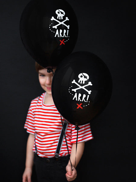 PartyDeco Piraten Luftballons – Schwarz – Ø 30 cm – Latex – 6 Stk