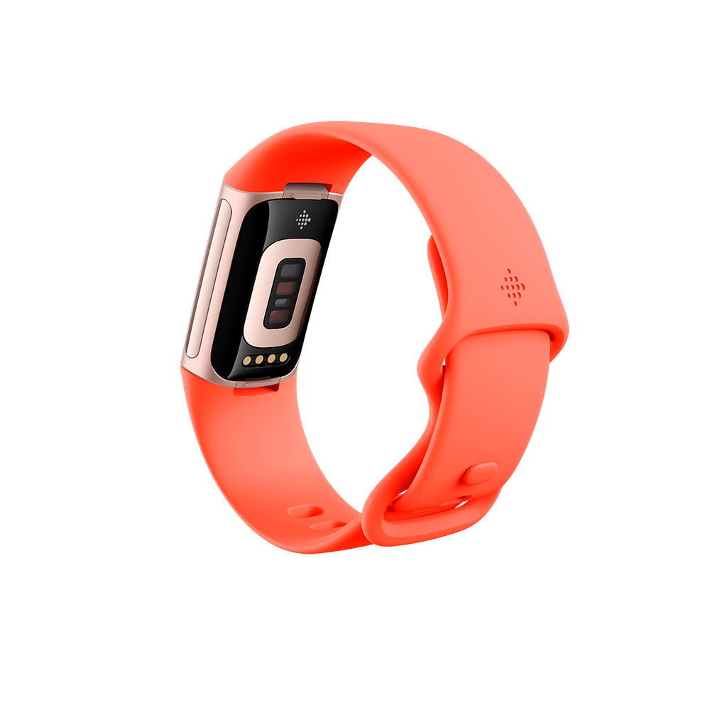 Fitbit Charge 6 – Smartwatch – 18,5 mm, GPS, AMOLED, 5 ATM, Koralle/Gold, S/L, Sportarmband