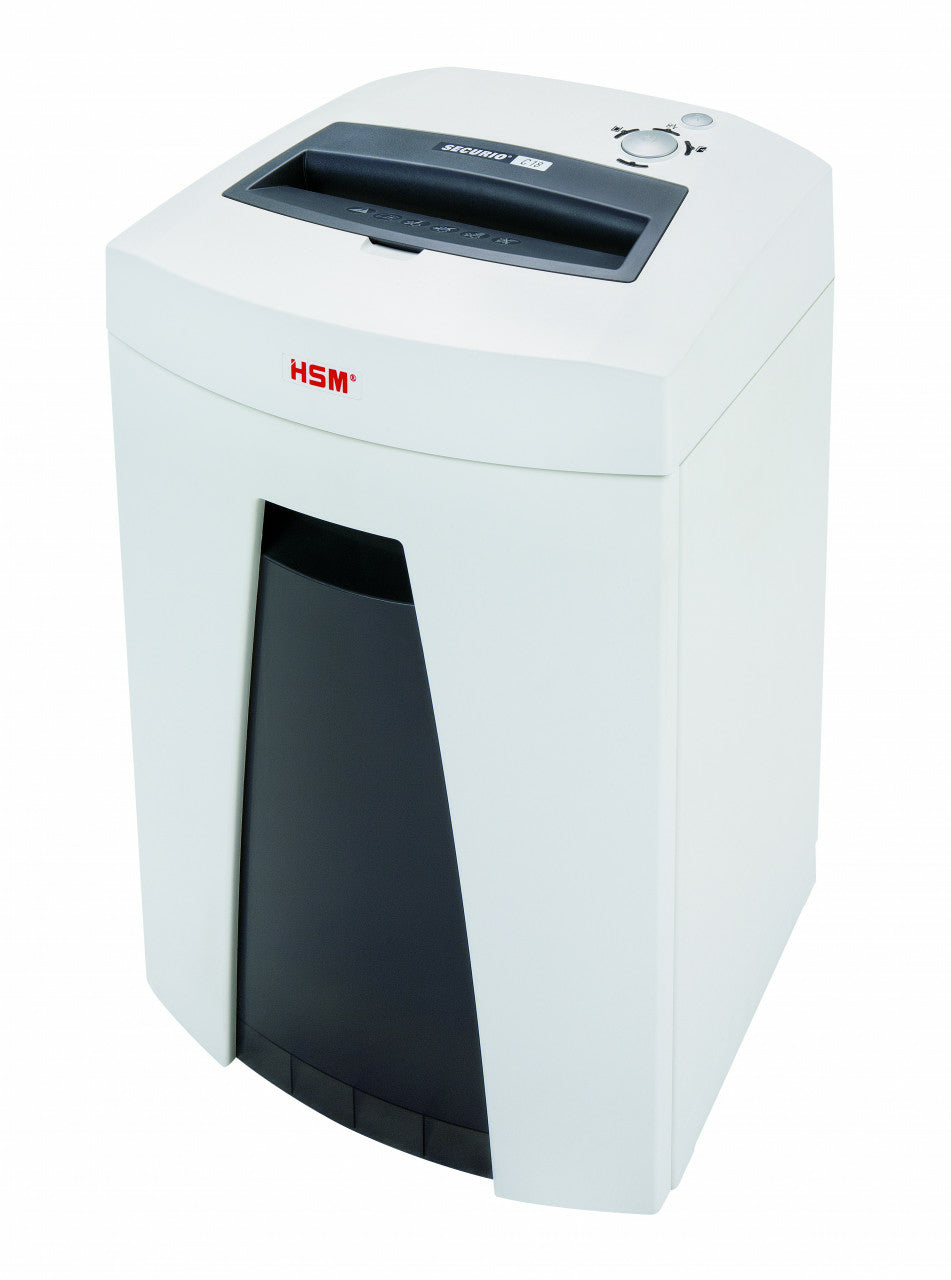 HSM Securio C18 – Aktenvernichter, DIN P-5, Partikelschnitt 1,9 × 15 mm, 7 Blatt, 25 l, für Kreditkarten/CDs