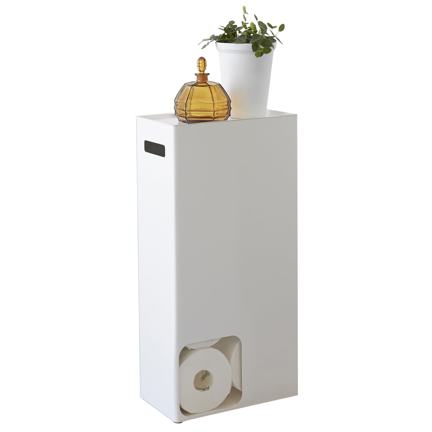 Yamazaki Tower – Toilettenpapierständer – Stahl, Weiss, für 8 Rollen, 23 × 12,5 × 48 cm