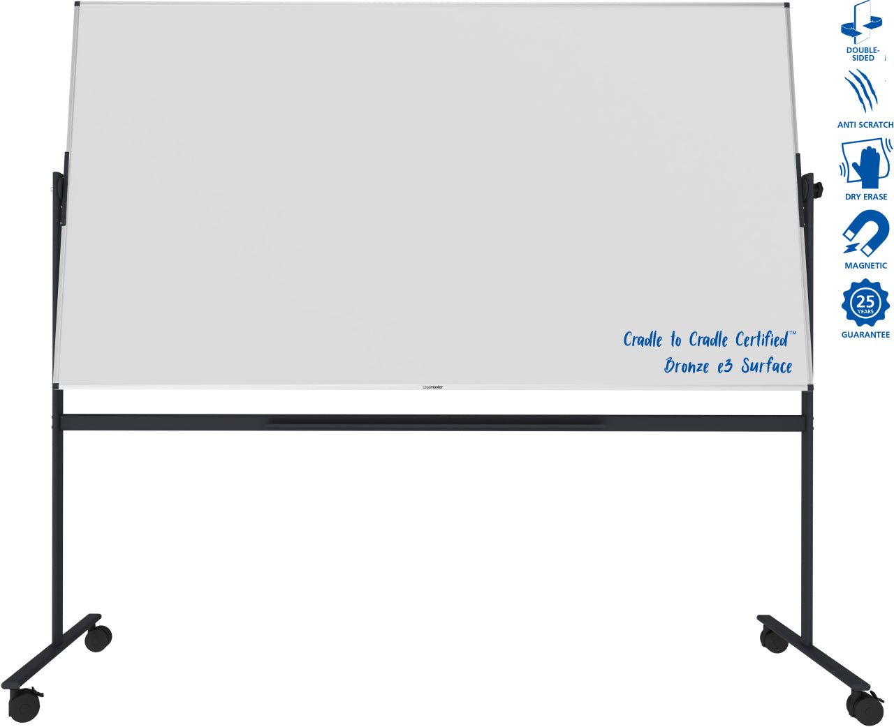 Legamaster Mobiles Whiteboard – Emaille, magnetisch, beidseitig, drehbar – 219,7 × 119,7 cm