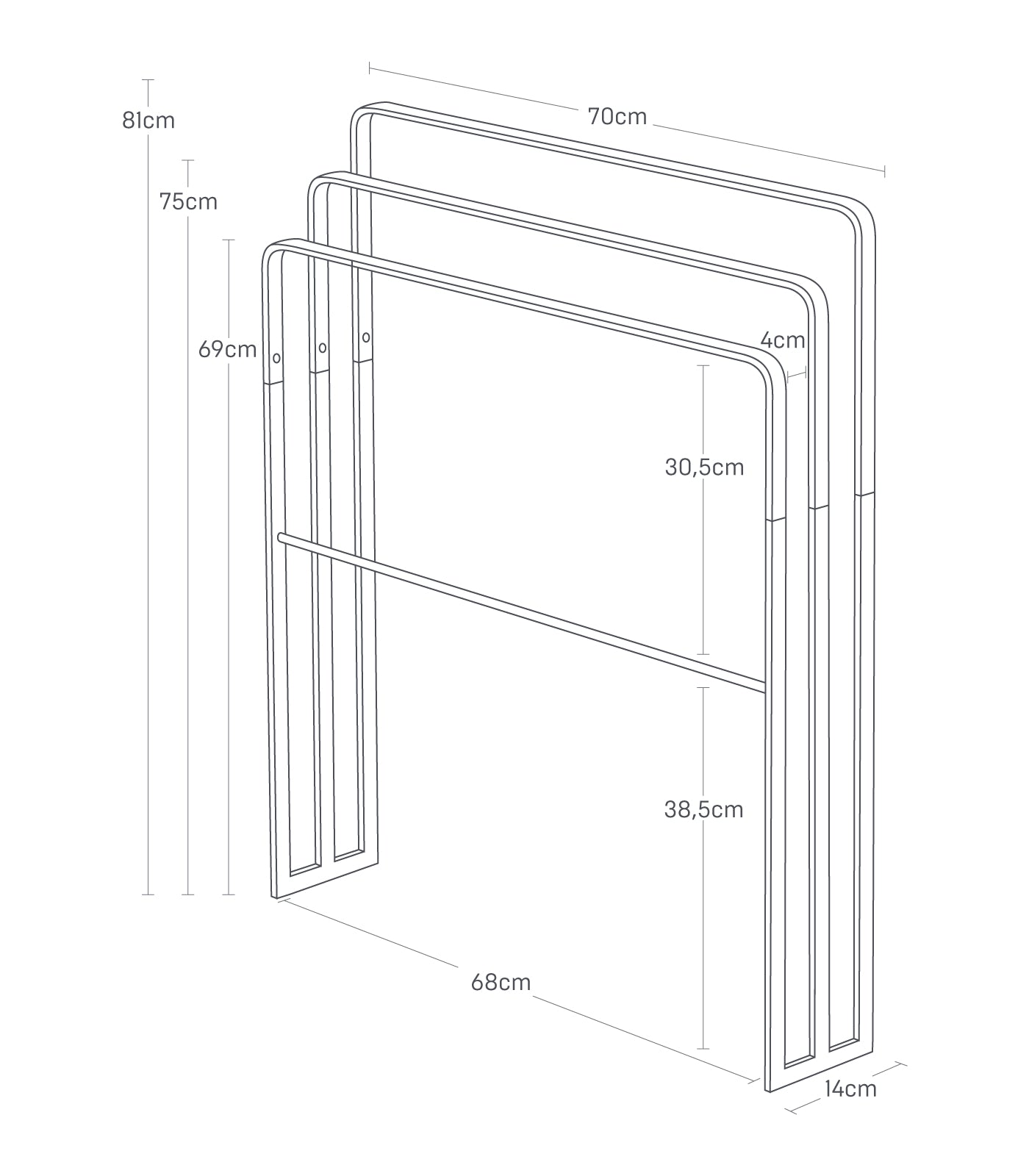 Yamazaki Handtuchständer TOWER – 14×70×81 cm, Stahl, Weiss