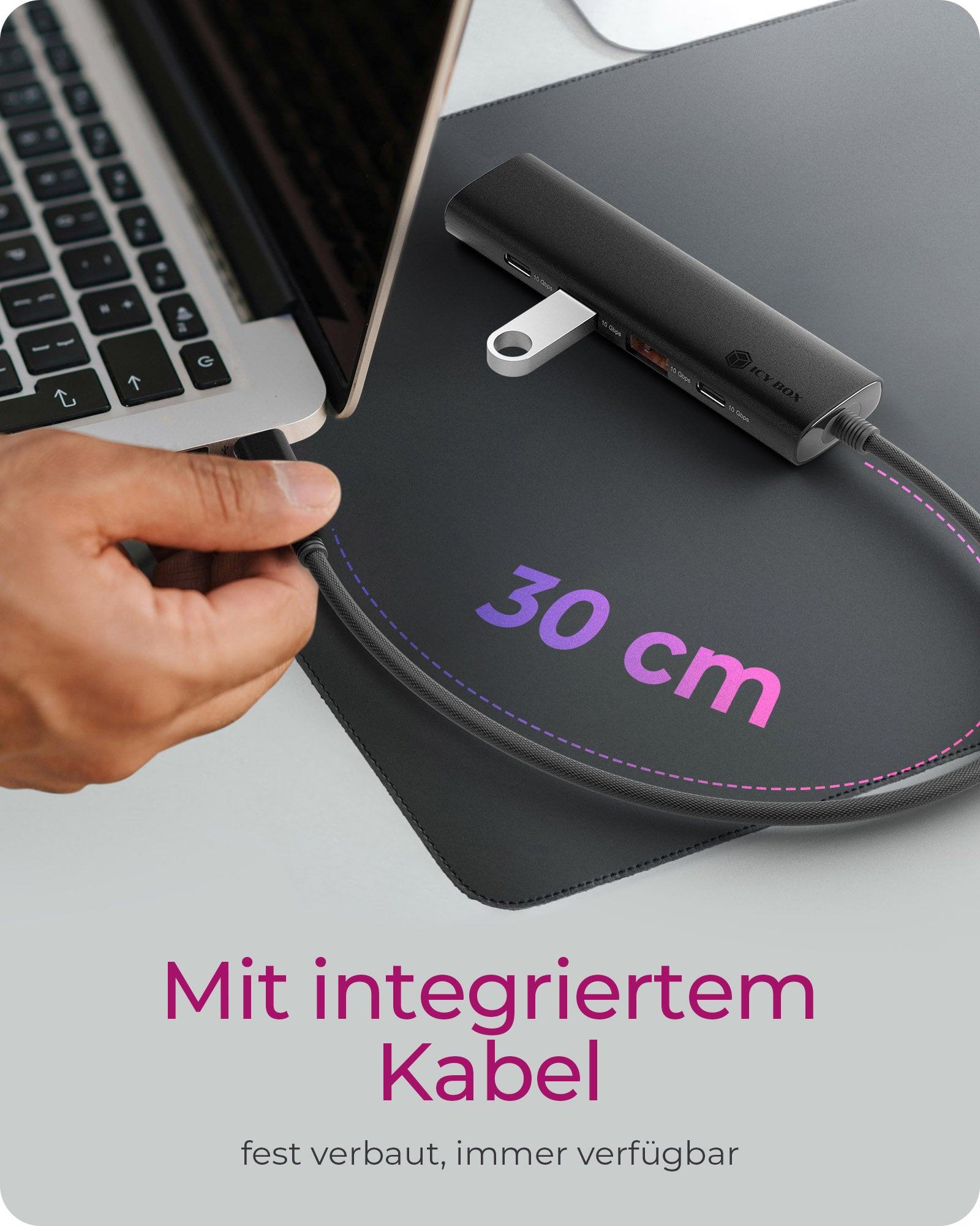 ICY BOX IB1437-CPD USB-Hub – USB-C, 2× USB-A, 2× USB-C, 100 W PD, für Windows/Mac