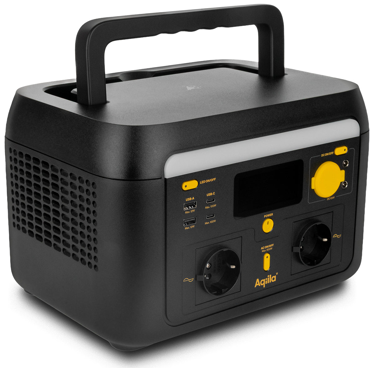 Aqiila Powerbird S600 – Powerstation, 512 Wh, 1'000 W AC, LiFePO4, 2× Schuko (Typ F), WLAN, LCD
