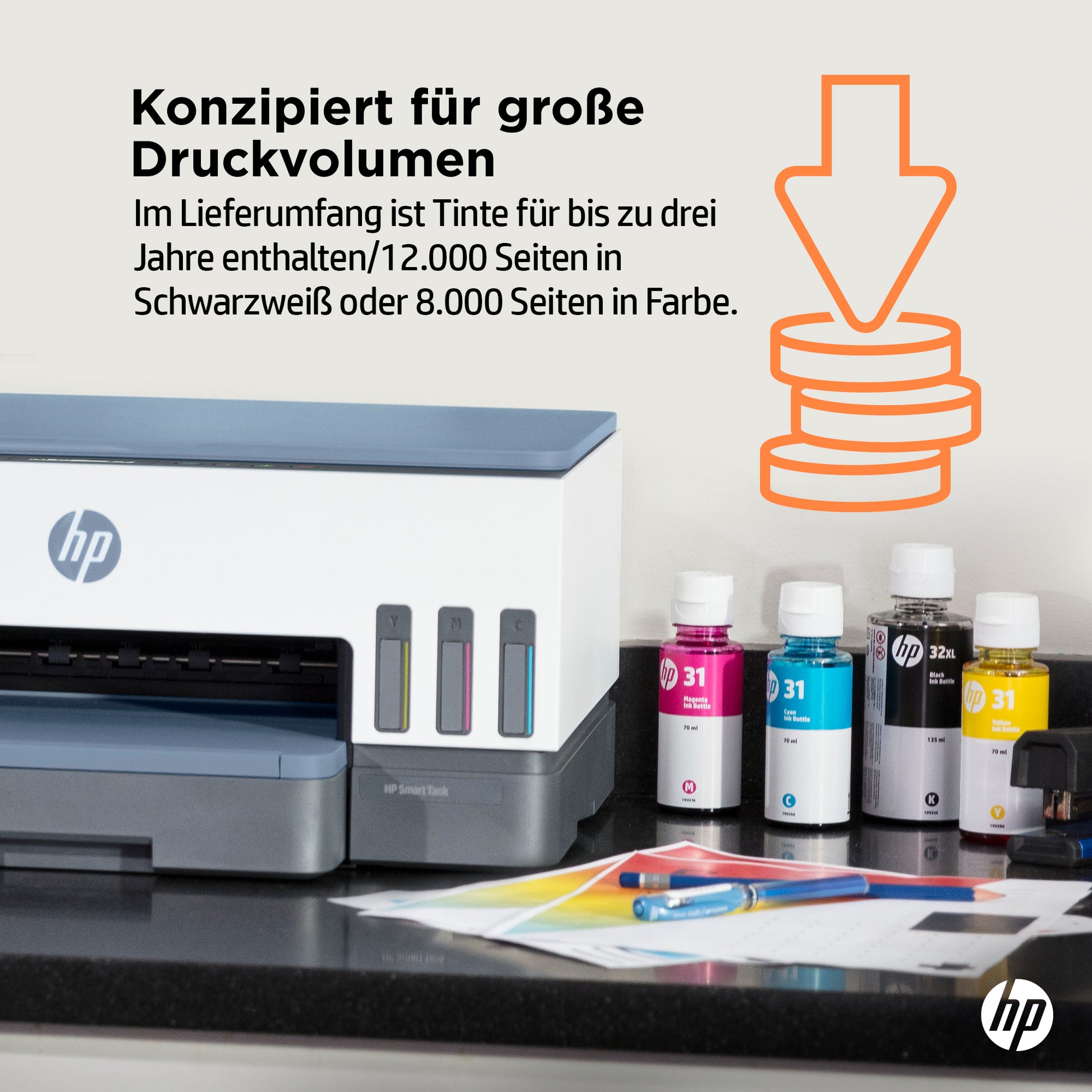 HP Smart Tank 7006e – Farbiges Tintenstrahl-MFP A4, 3-in-1 – USB/WLAN – Duplex – 15 ppm S/W, 9 ppm Farbe