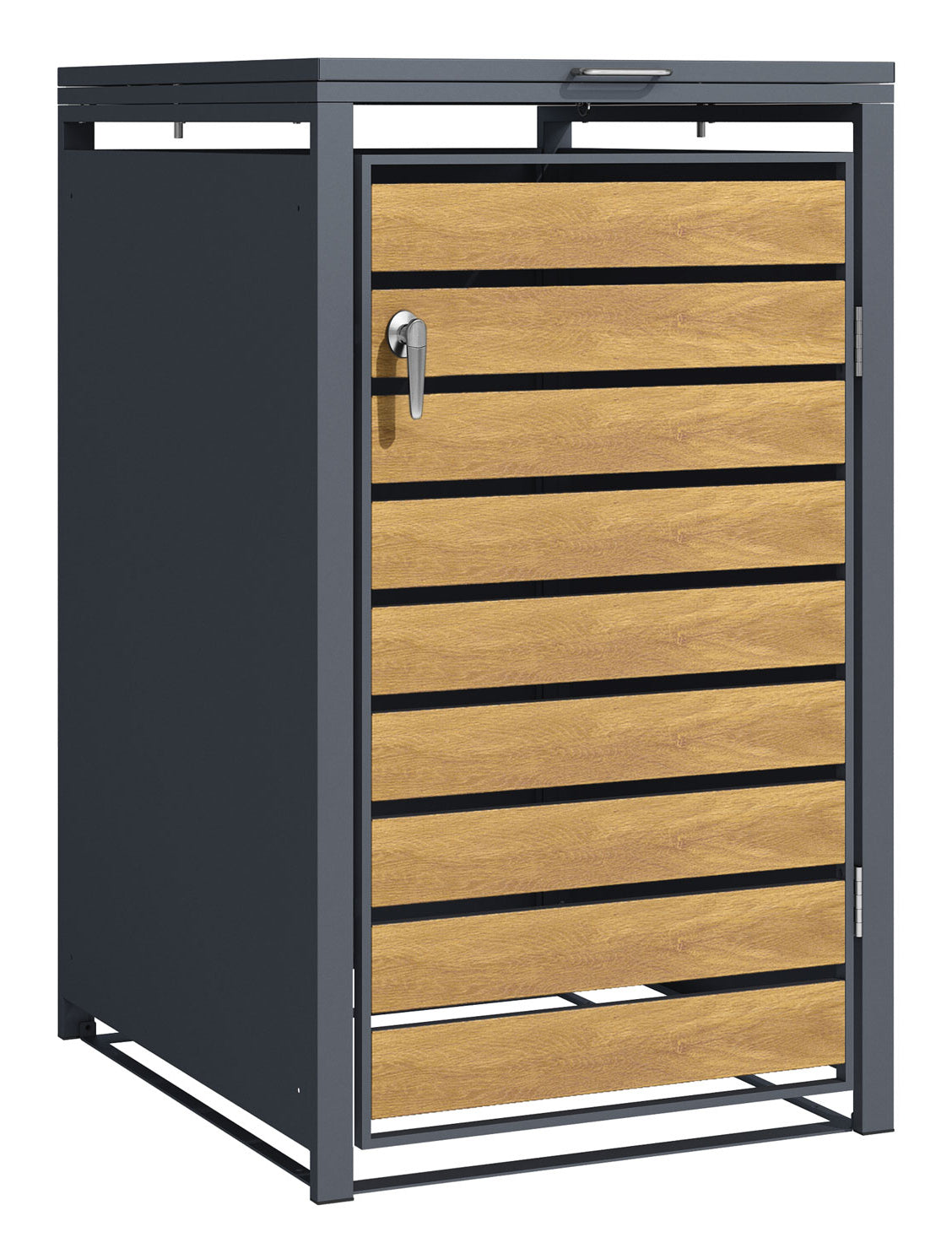 Phoenix Safe Co. Müllcontainer GB1168AWK – Stahl, rechteckig – anthrazit/Eichenholzoptik – mit Deckel