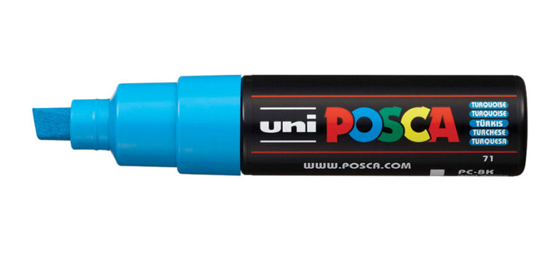 Uni-Ball POSCA PC-8K Paint Marker – Keilspitze 8 mm – türkis – für Glas, Metall und Kunststoff