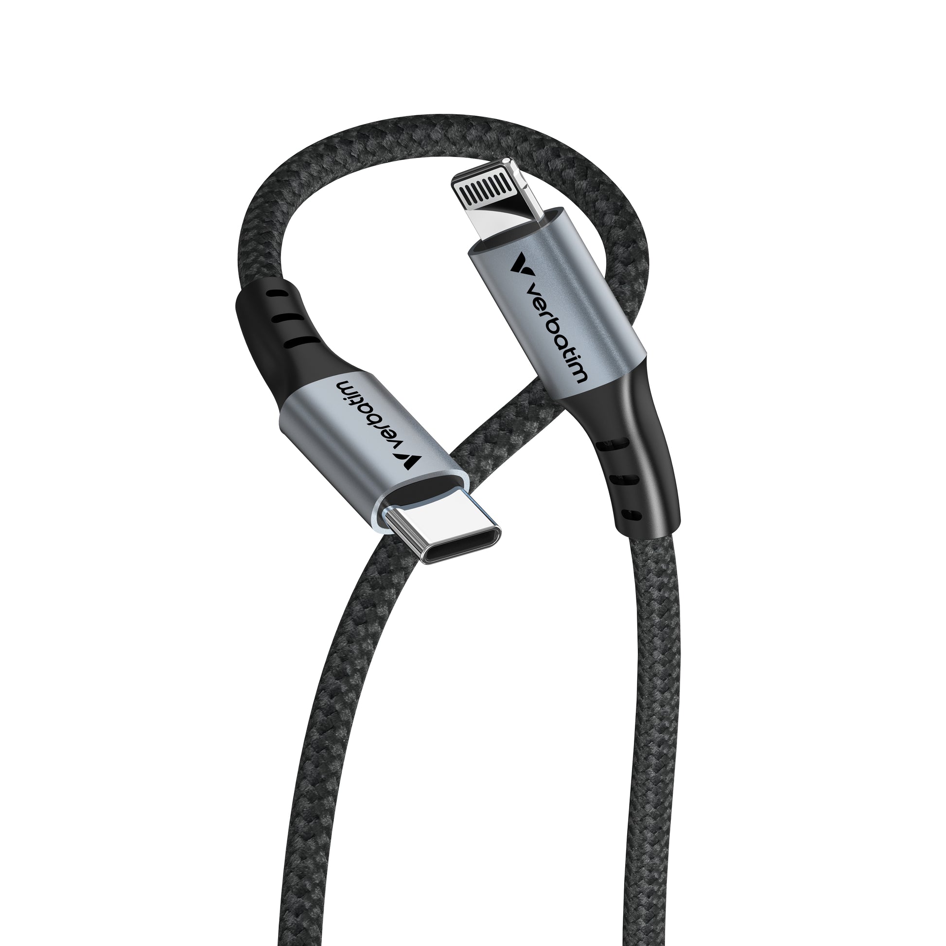 Verbatim Lightning-auf-USB-C-Kabel – USB 2.0 (480 Mbit/s) – 1,2 m – PD 60 W – Nylonmantel – Schwarz
