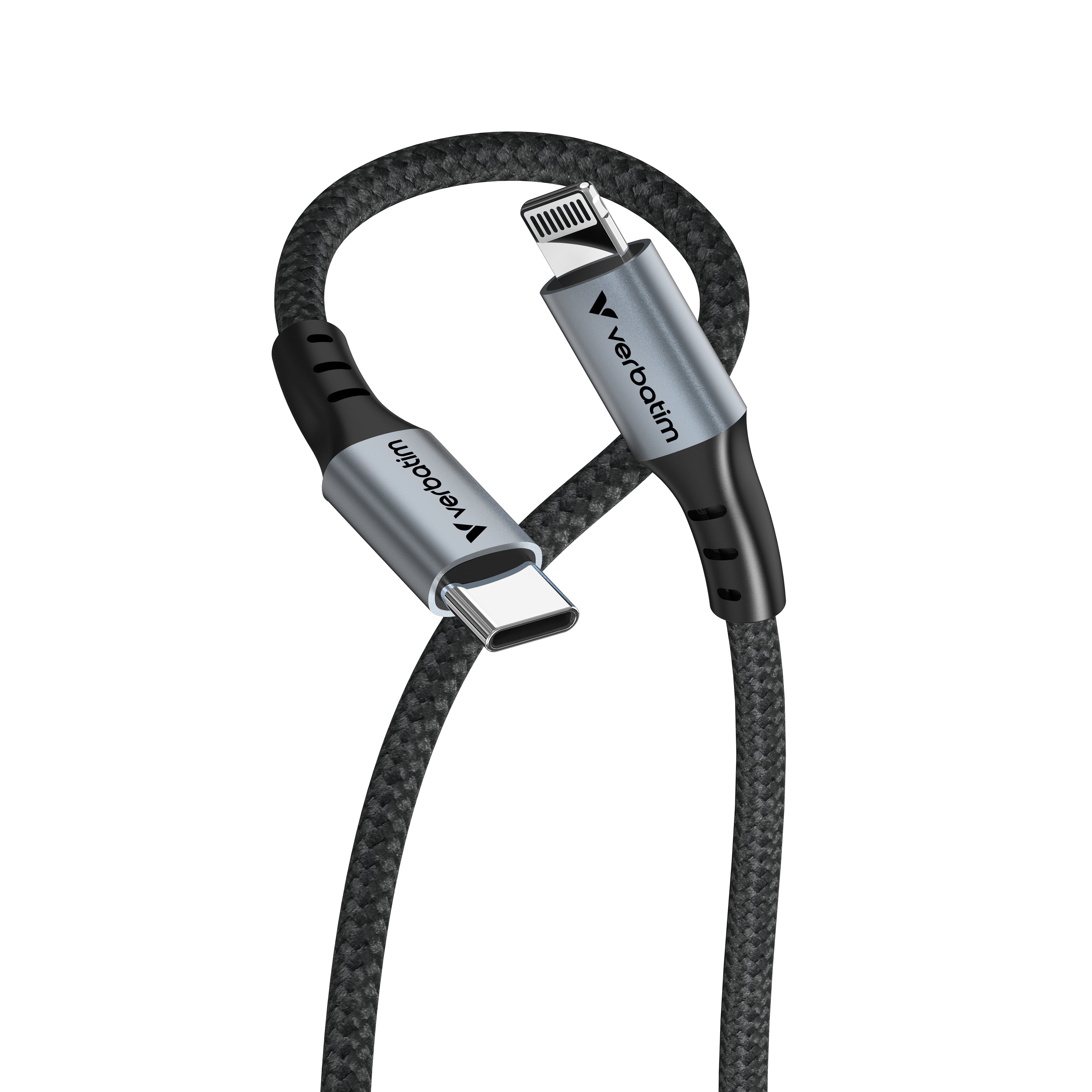 Verbatim Lightning-auf-USB-C-Kabel – USB 2.0 (480 Mbit/s) – 1,2 m – PD 60 W – Nylonmantel – Schwarz