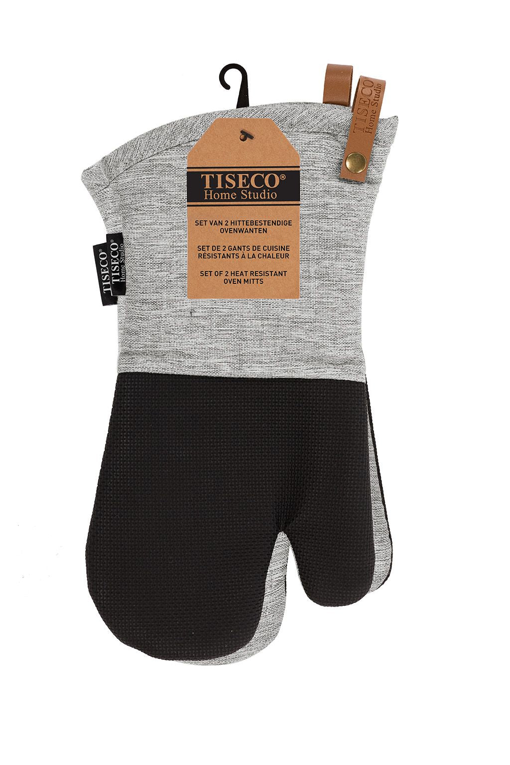Tiseco HERCULES – Ofenhandschuhe 17 × 33 cm, Baumwolle, Grau, 2 Stk., rutschfest