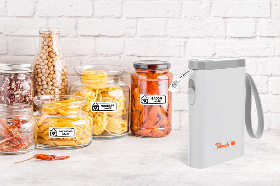 Peach PE110 – Beschriftungsgerät, Etiketten bis 14 mm, 203×203 dpi, 60 mm/s, USB/Bluetooth, Autoabschneider