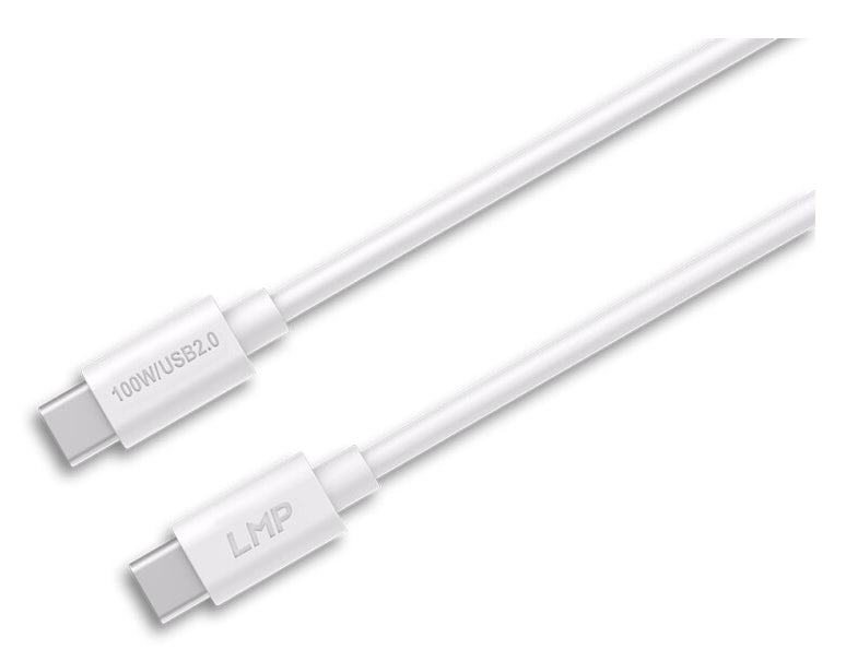 LMP USB-C auf USB-C Kabel – USB 2.0 (480 Mbit/s) – 1 m – PD 100 W – Weiss – für iPhone 15 und mehr