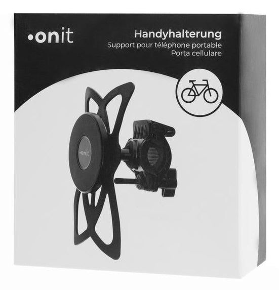 ONIT Fahrradhalterung, Fahrradlenker, magnetisch, drehbar – für Smartphones bis 7" – Schwarz, ABS/Silikon