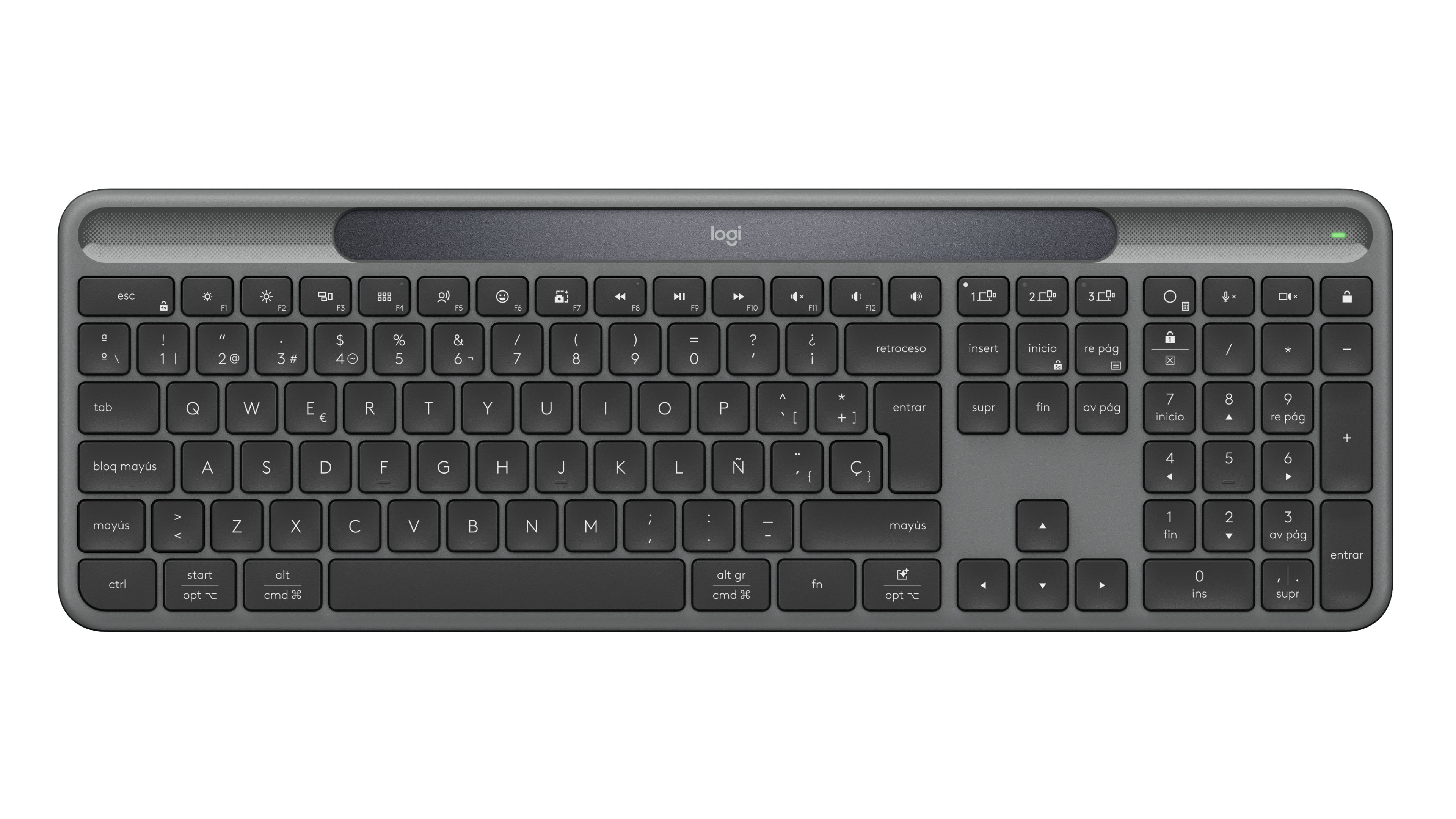 Logitech Signature Slim Solar+ K980 – Tastatur – Bluetooth & 2,4 GHz – Solar (integrierter Akku) – Graphit