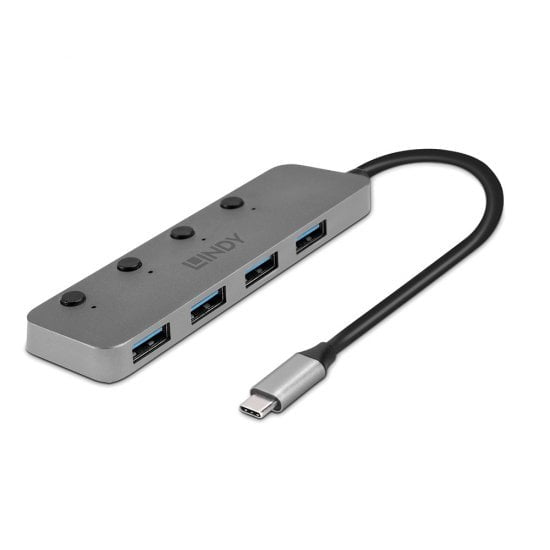 Lindy 43383 USB-Hub – USB-C, 4× USB-A