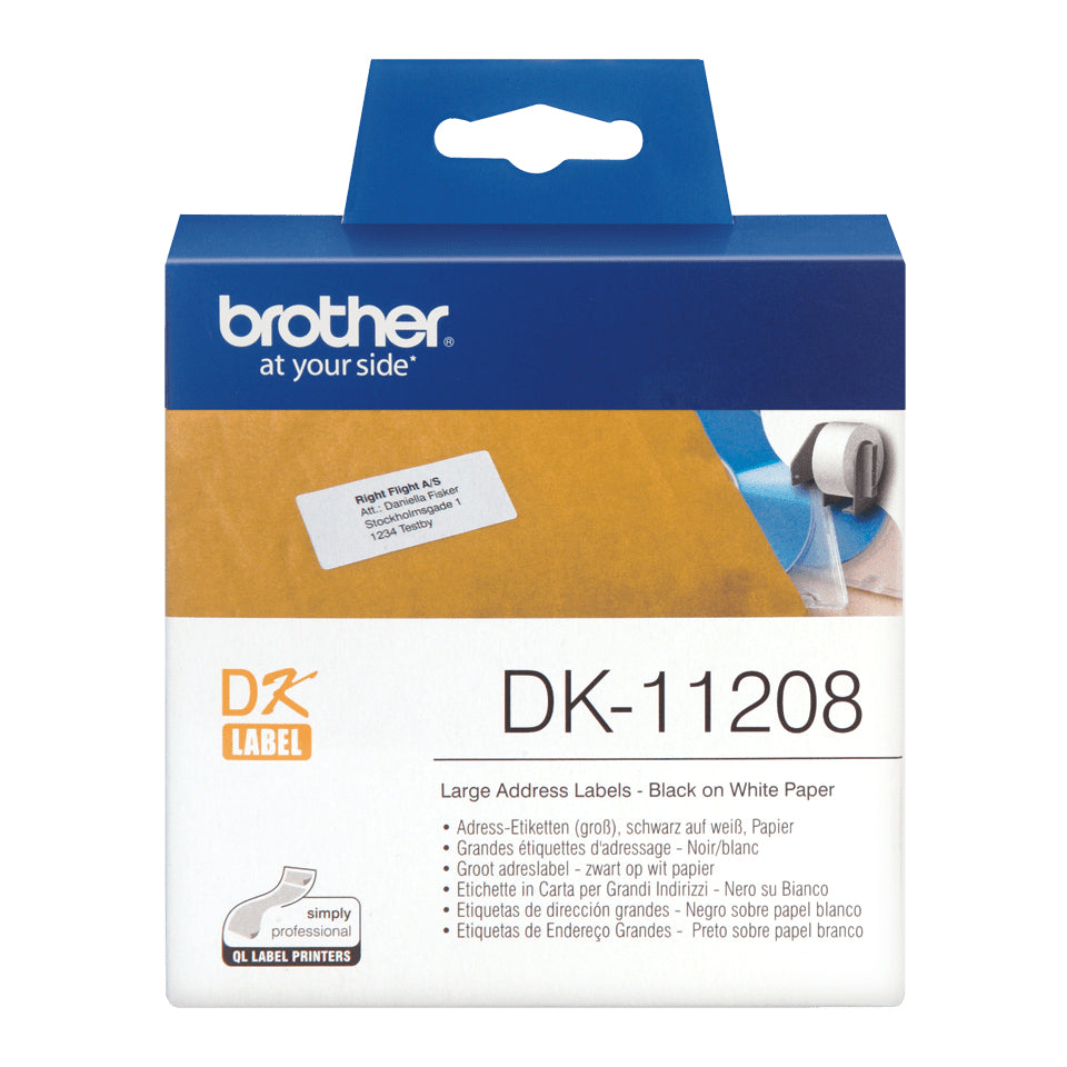 Brother Adress-Etiketten, 38 mm × 90 mm, weiss, Papier, permanent, 400 Etiketten