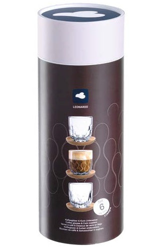LEONARDO Cappuccinotasse – 6er Set, 220 ml, Ø 8,0 cm, H 9,0 cm, Glas, Transparent
