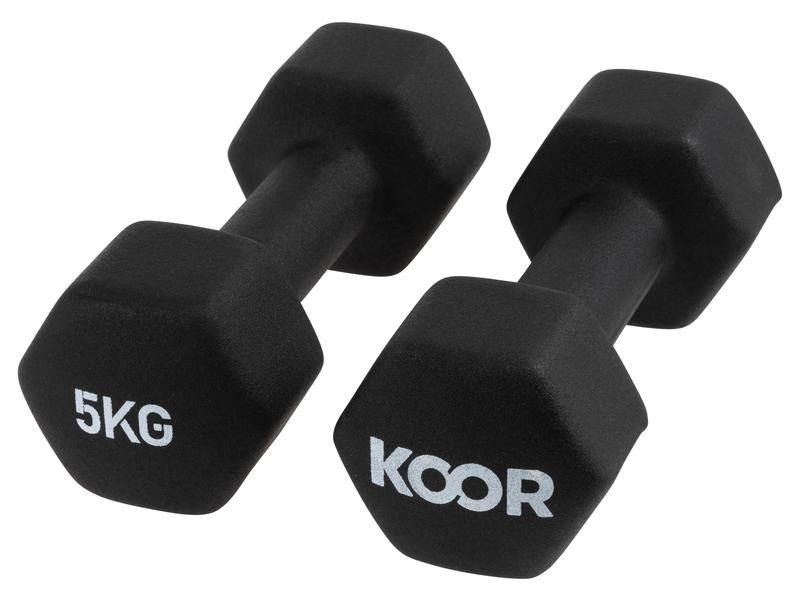 KOOR Kurzhantel-Set F00915, 5 kg pro Hantel, Schwarz
