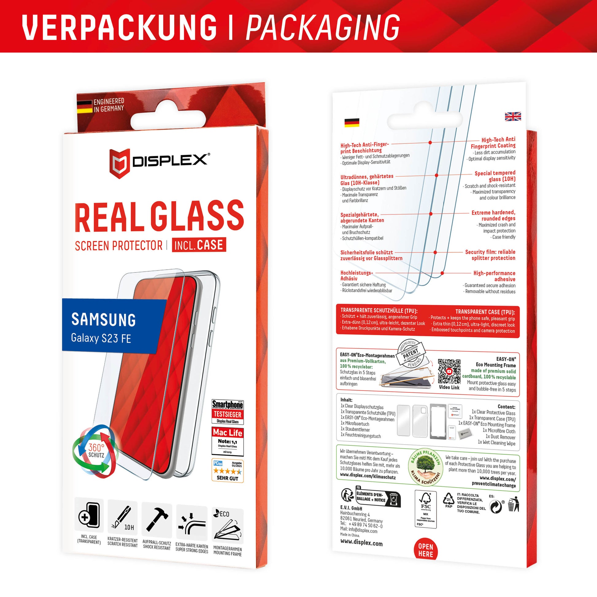 E.V.I. Backcover – für Samsung Galaxy S23 FE, Glas+TPU, Transparent