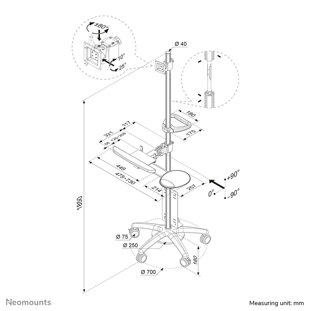 Neomounts FPMA-MOBILE1800 Wandhalterung – Silber