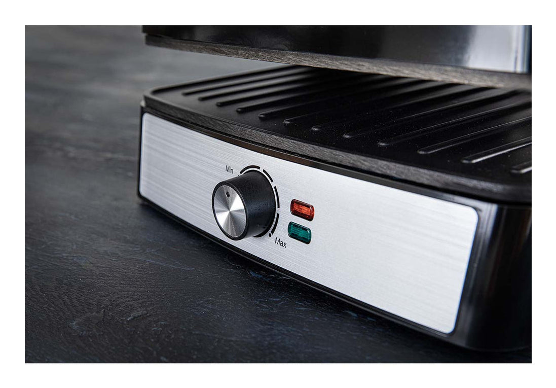 Gastronoma Tischgrill 18240001 – 29×23 cm Kochfläche, 2 200 W – Schwarz/Edelstahl