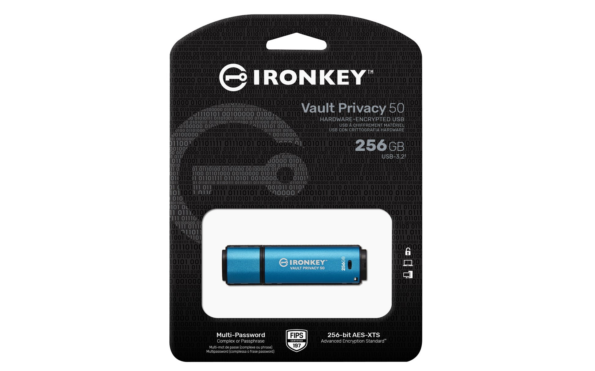 Kingston Technology Kingston IronKey Vault Privacy 50 USB-Stick – 256 GB, AES-256, FIPS 197