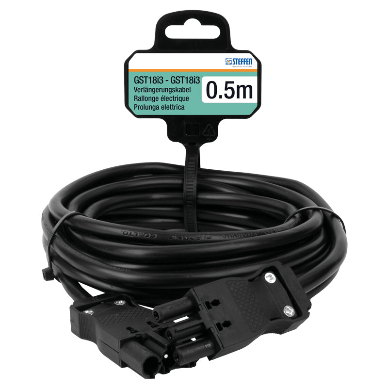 Steffen Verlängerungskabel, GST18I3–GST18I3, 0,5 m, IP20, 1,5 mm² – Schwarz