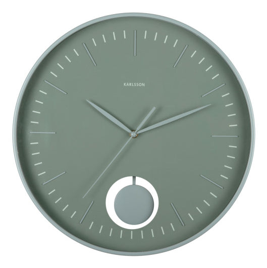 Karlsson Grato Pendulum Wanduhr – Analog, Ø 40,6 cm, grün, Kunststoff