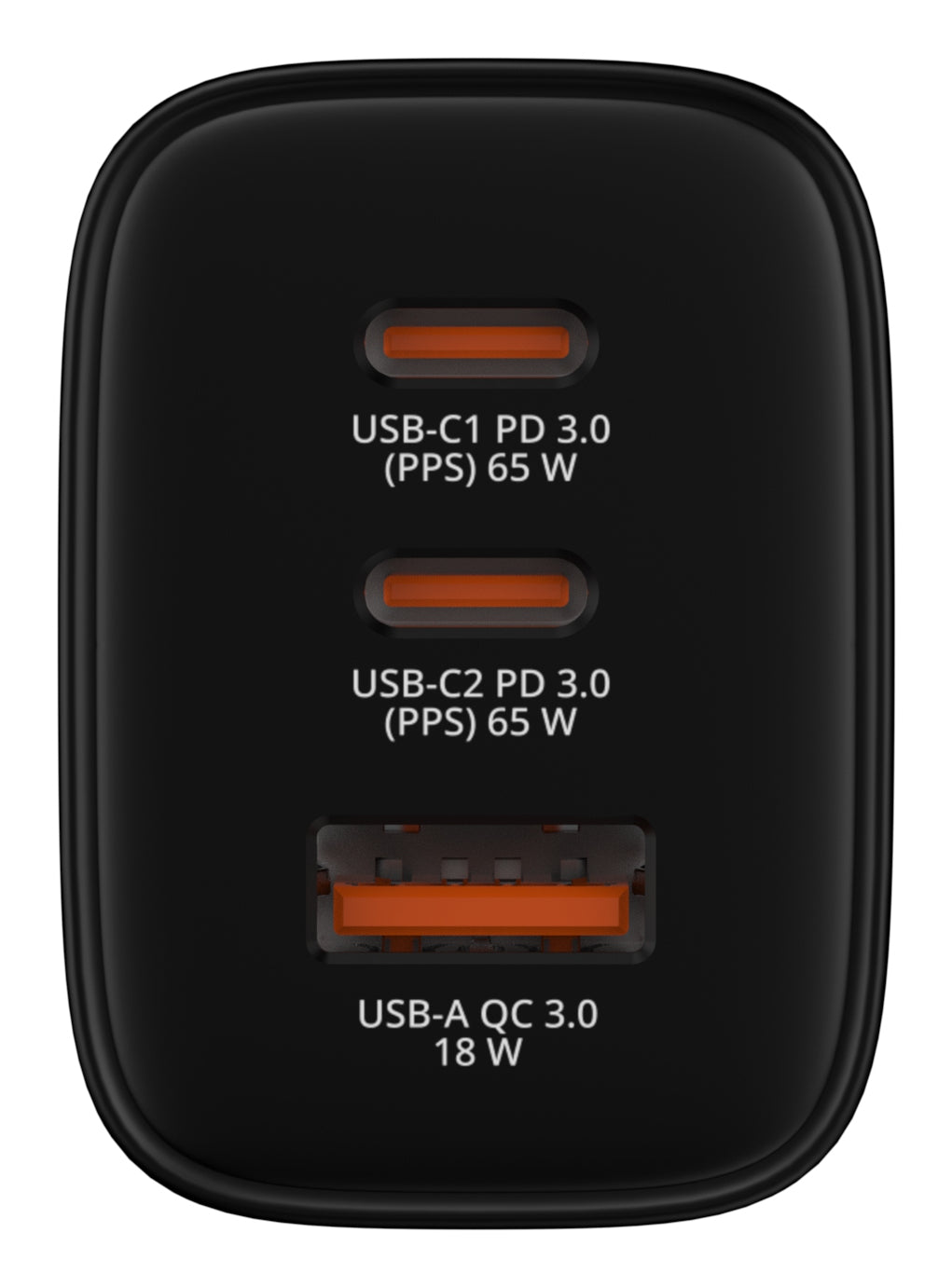 Verbatim Essentials USB-Ladegerät 65 W – USB-C×2, USB-A×1 – PD 3.0, QC 3.0, PPS, GaN – EU-Stecker (Typ C) – sc