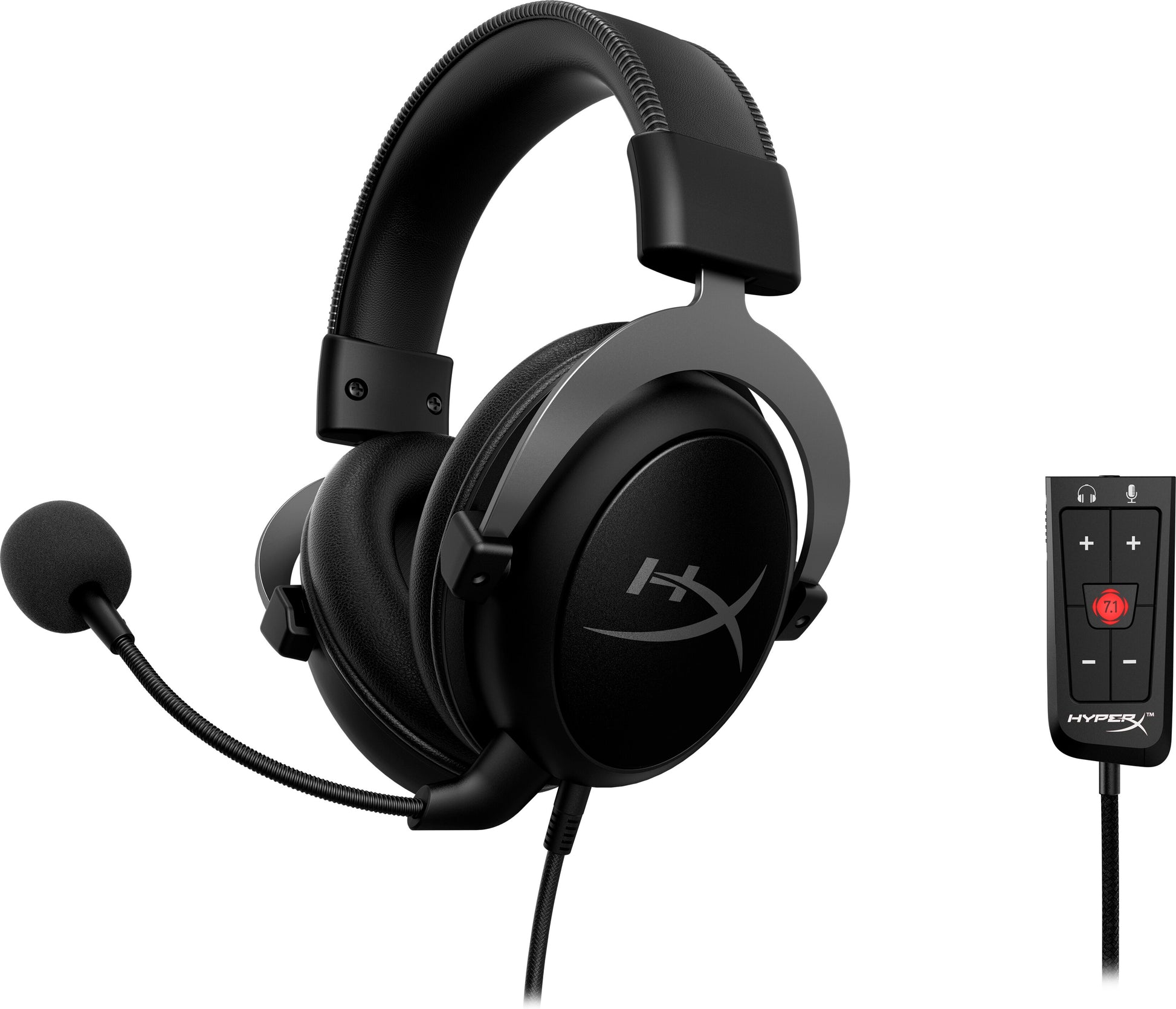 HyperX Cloud II Gaming-Headset – Over-Ear, Stereo, Kabelgebunden, mit USB-Anschluss, für PC, PS5, PS4, Schwarz/Grau