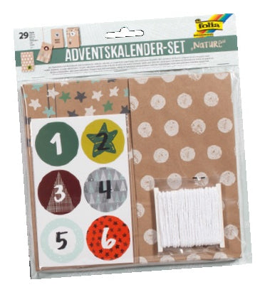Folia Adventskalender-Set – 24 Papiertüten – 100 × 175 × 55 mm